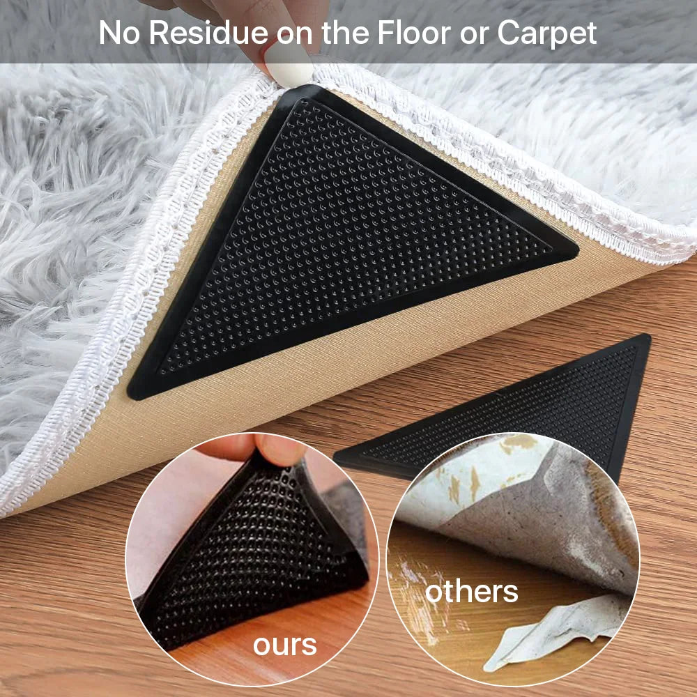 Non Slip Rug Gripper for Hardwood Floor Carpet Area Rugs Tile Rug Pad Carpet Tape Grippers 8 Pcs
