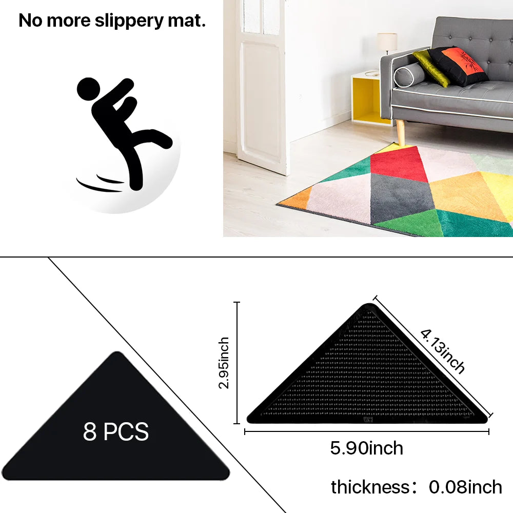 Non Slip Rug Gripper for Hardwood Floor Carpet Area Rugs Tile Rug Pad Carpet Tape Grippers 8 Pcs